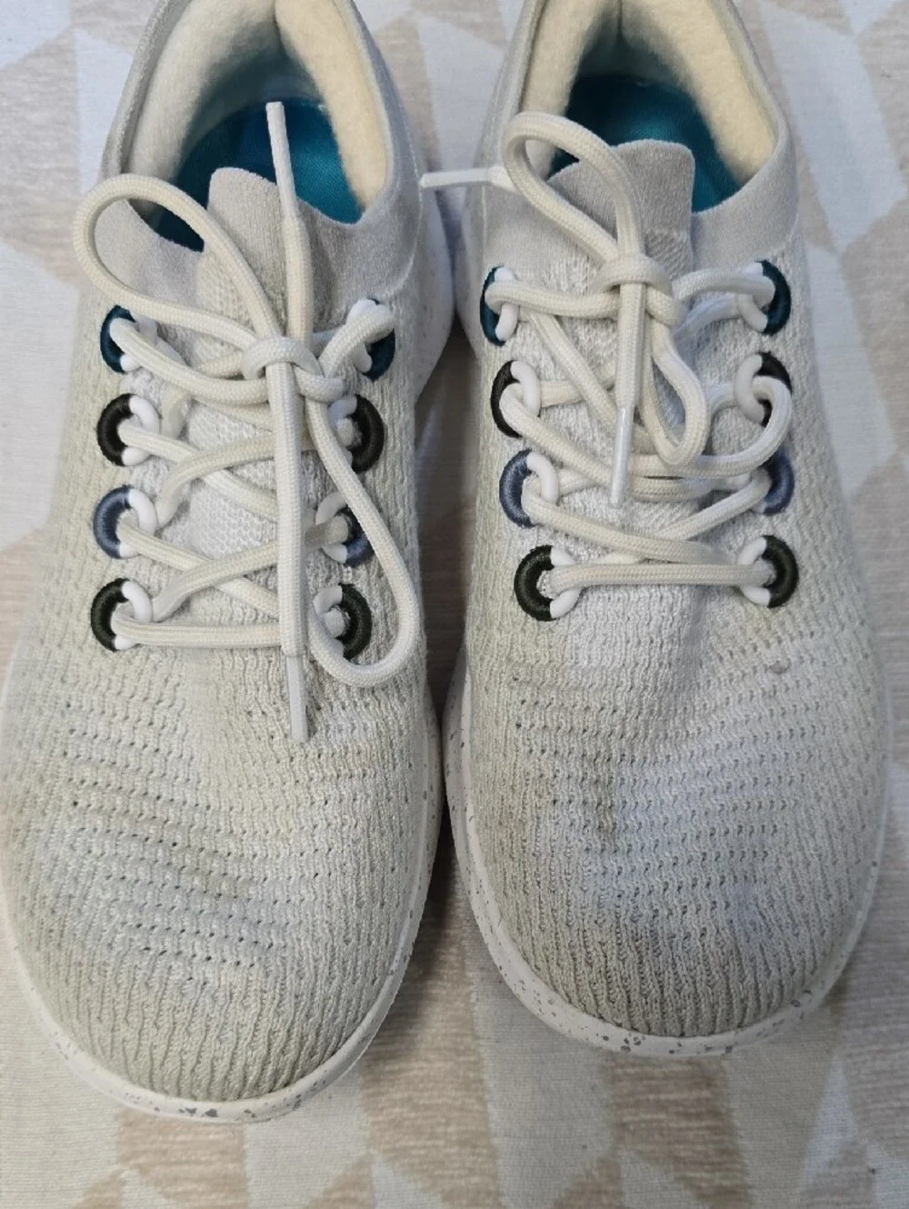 allbirds Kids Wool Runner - White with Teal Insole